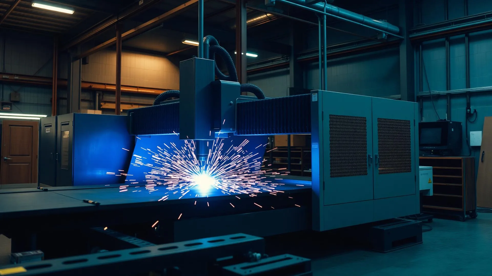 True Makina fabrikasında fiber lazer kesim