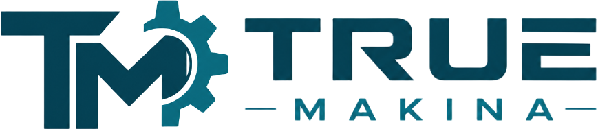 True Makina - TM çark logosu ve yazı